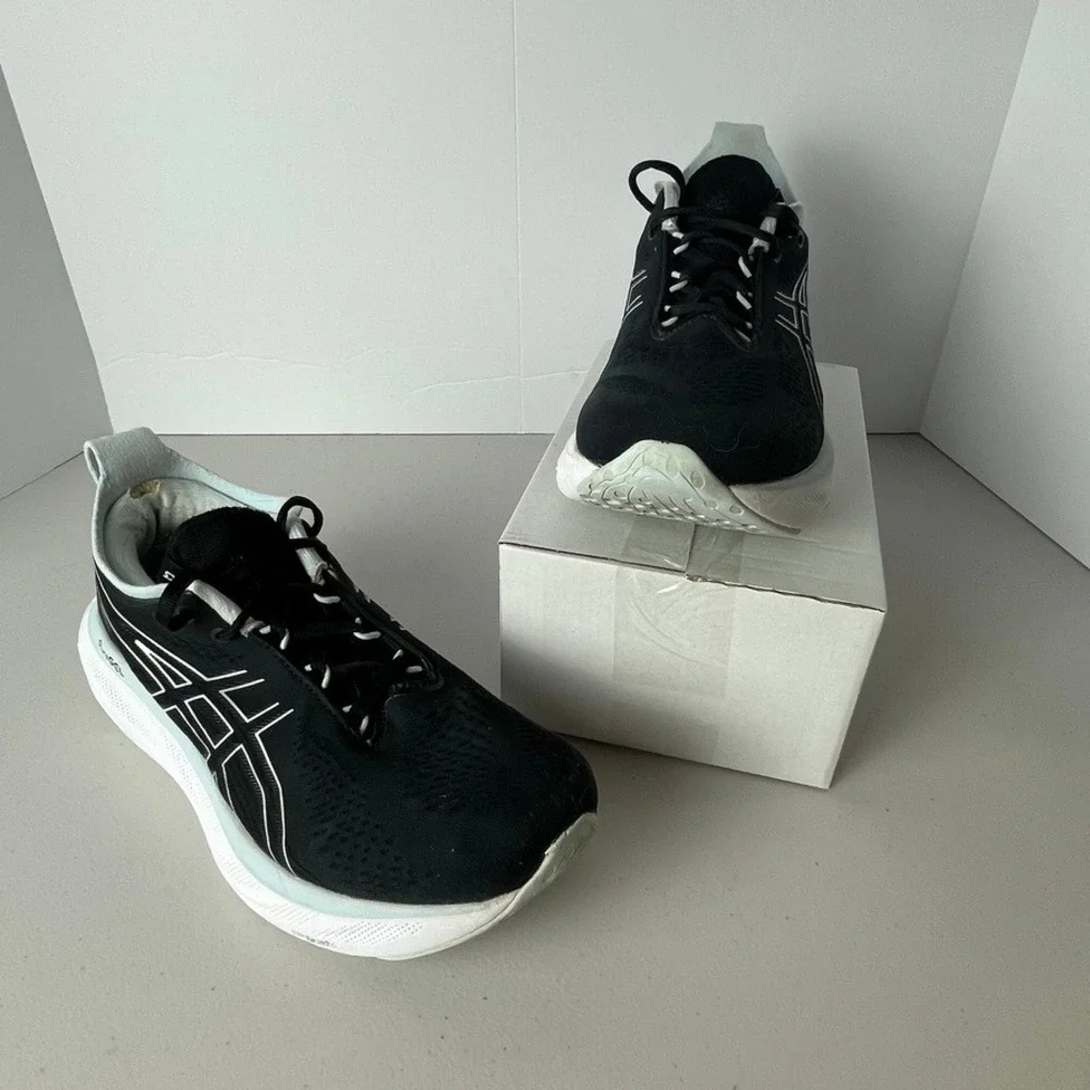 ASICS Gel Nimbus 25 Running Shoes Mesh Cushioned Black Silver‎ Womens 9